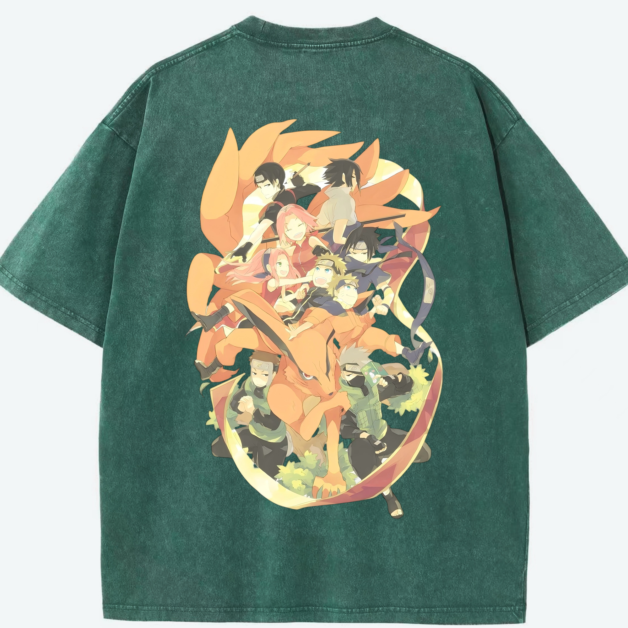（画像用） NARUTO -ナルト- うずまき ナルト Uzumaki Naruto 綿100% ヴィンテージ風 半袖Tシャツ（背面プリント）